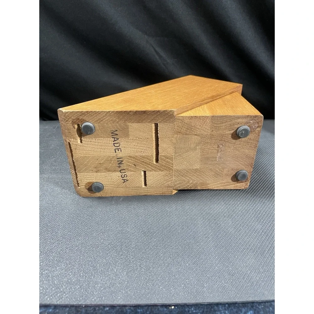 Cutco Knife Block 4 Knife Slots 1 Steel‎ Slot Solid Oak Wood Storage Countertop